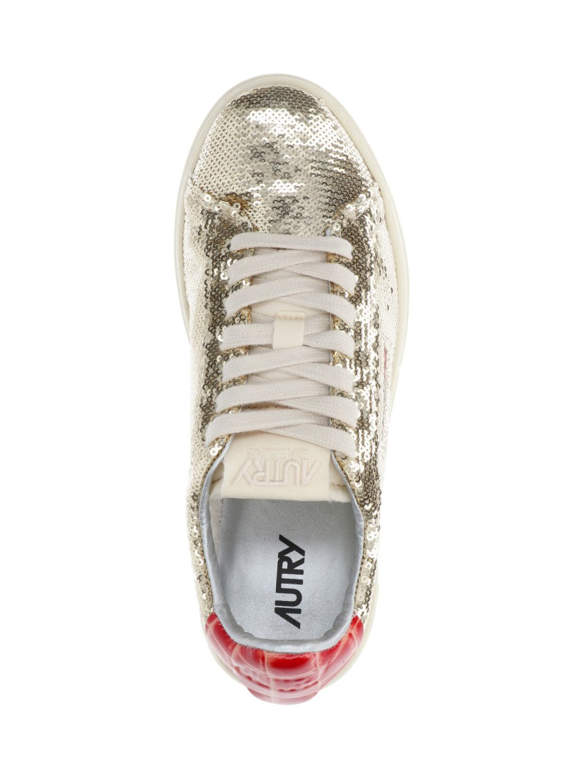Autry Gold Fabric Low-Top Sneakers With Embossed Accents