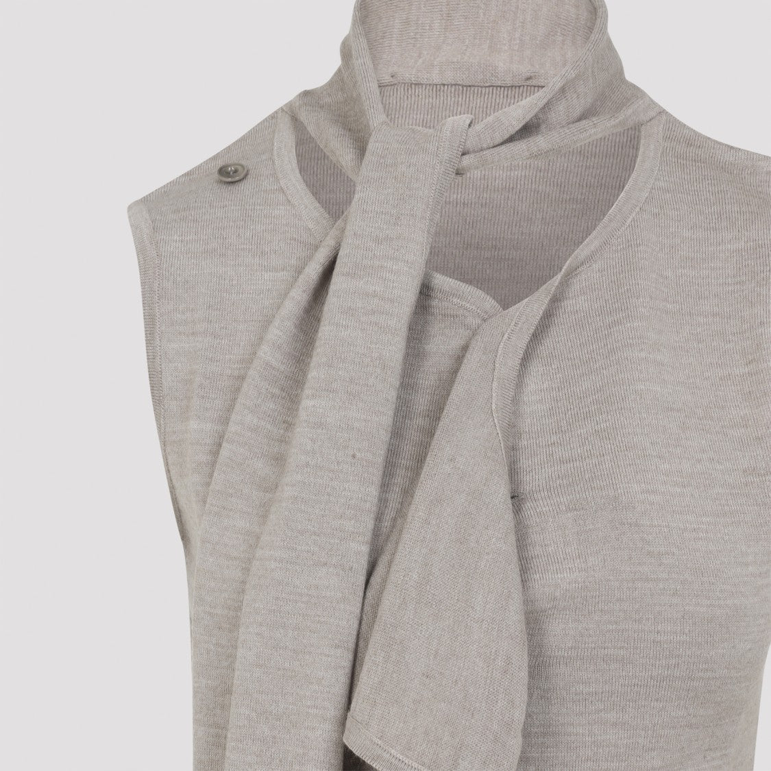 Lemaire Asymmetrical Sleeveless Cardigan With Scarf Collar