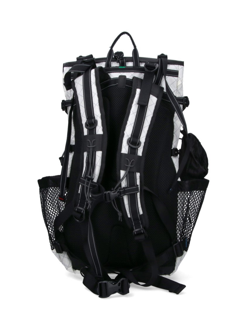 And Wander White Grey Technical Ecopack 30L Grid-Pattern Backpack