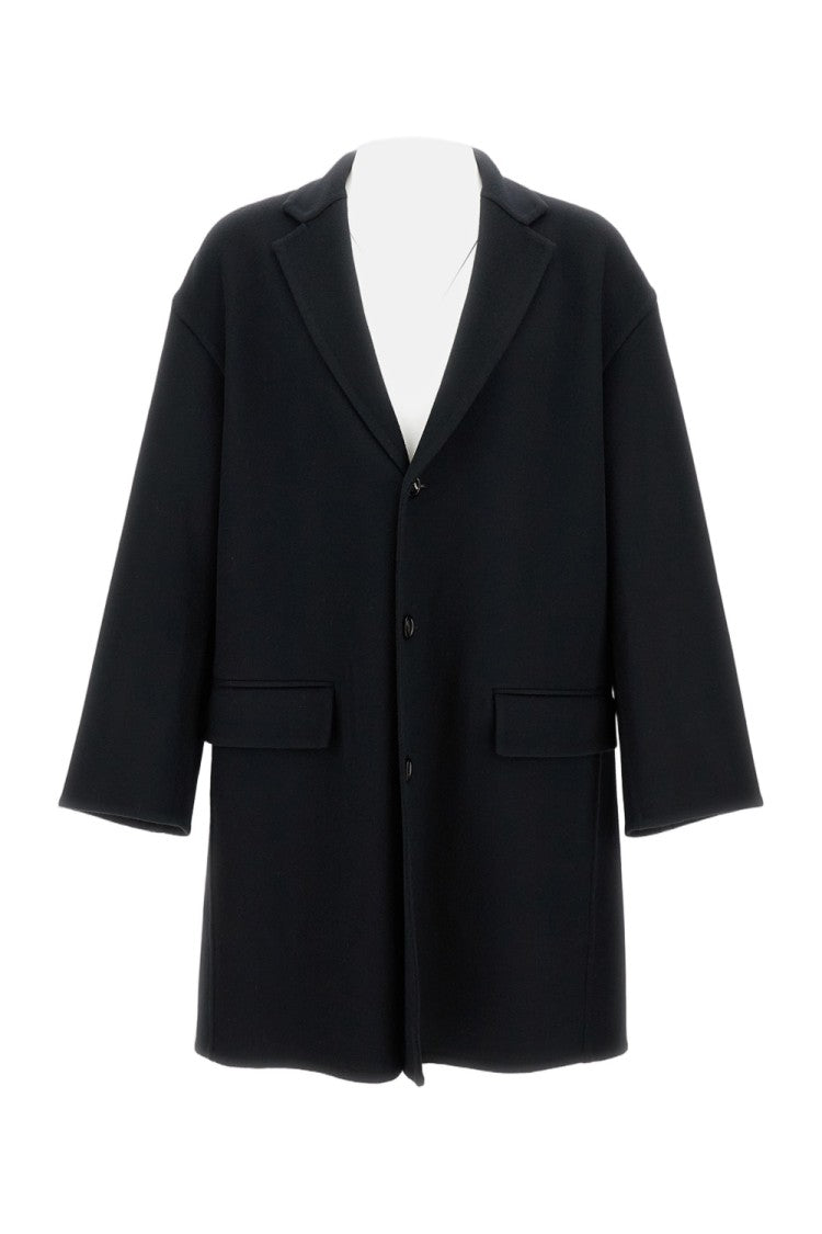 Bottega Veneta Oversized Black Wool Coat With Classic Lapel