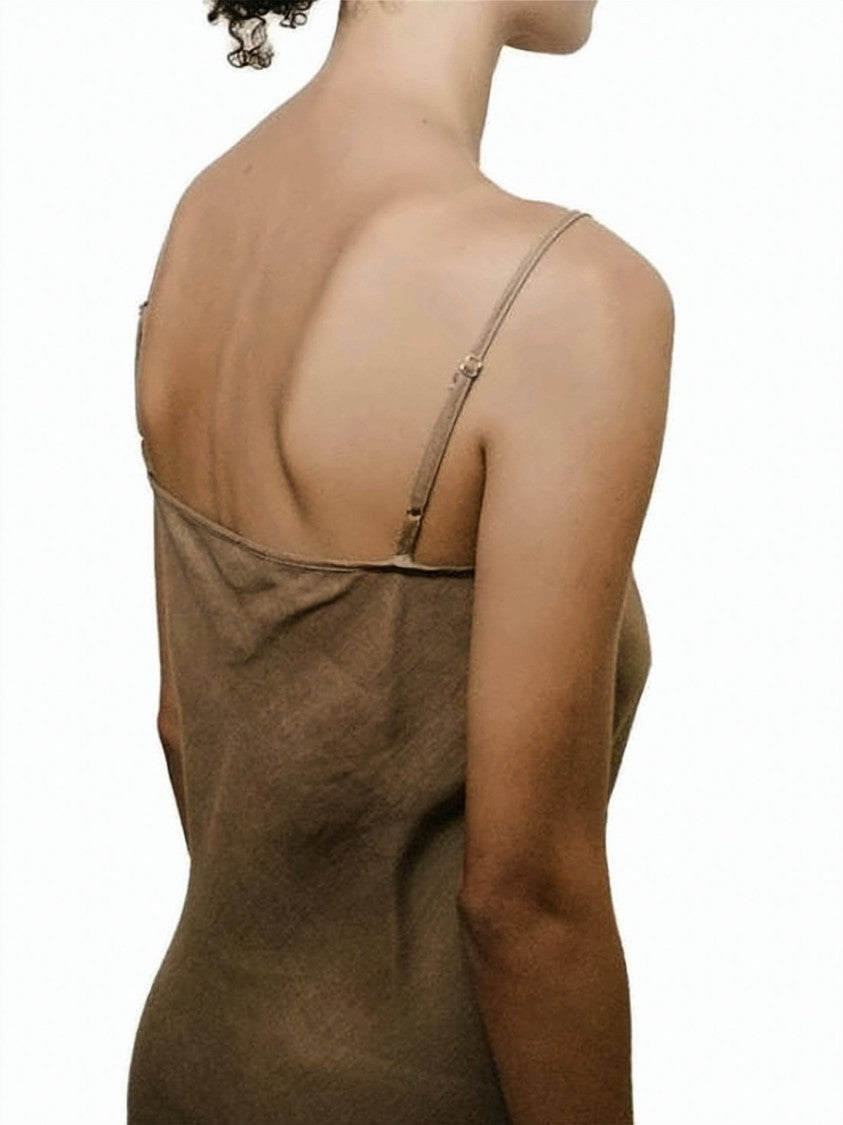 Baserange Linen Maxi Dress With Adjustable Spaghetti Straps