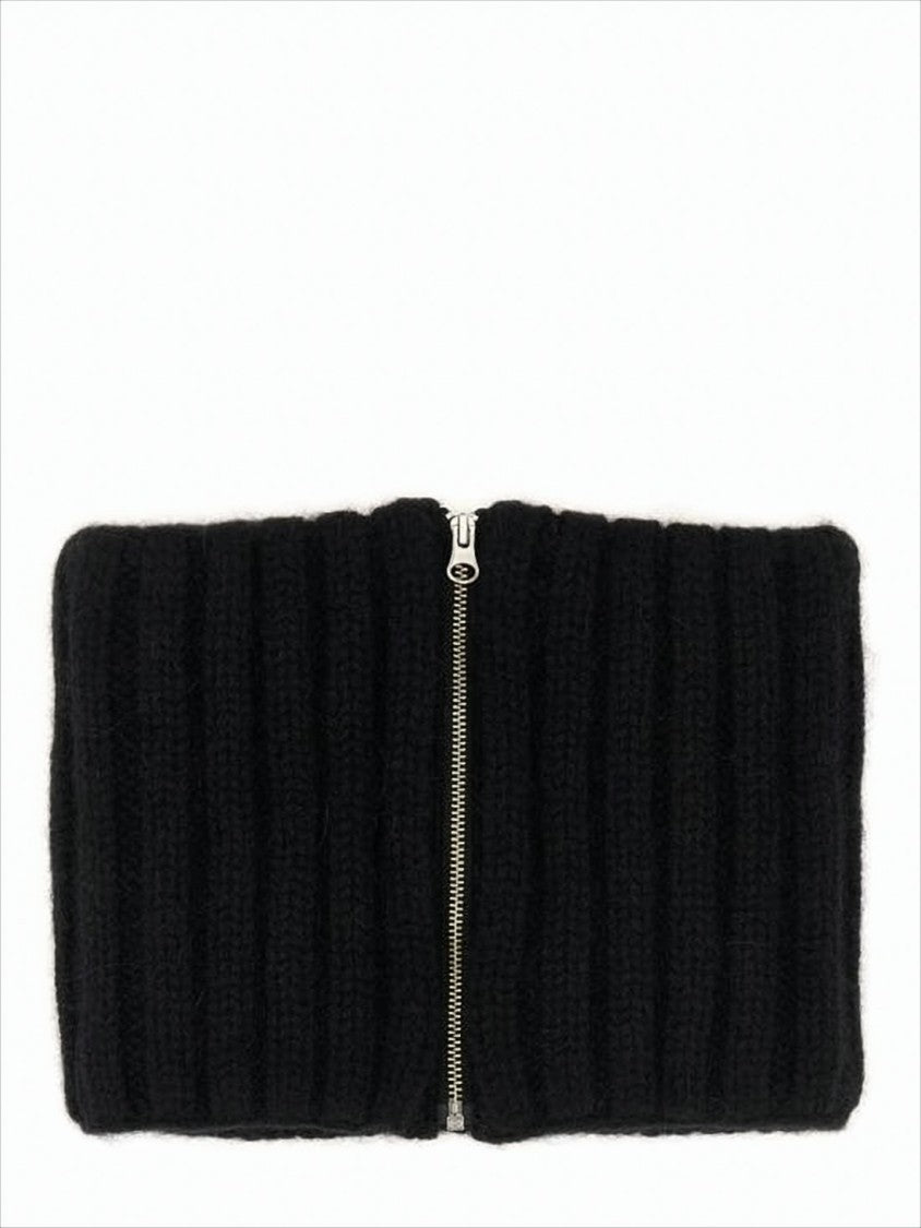 Kijima Takayuki Ribbed Knit Scarf With Central Silver Zipper