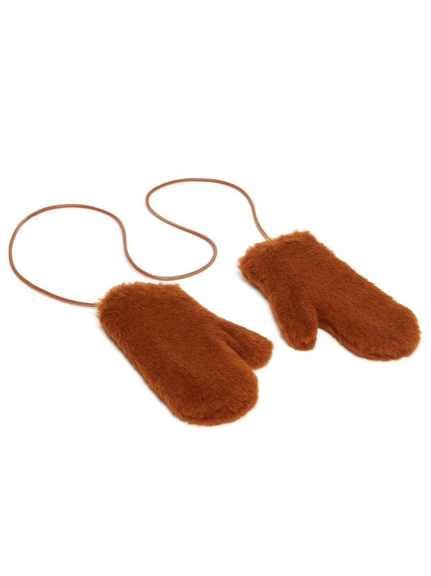 Max Mara Mitten-Style Brown Gloves With Leather Strap