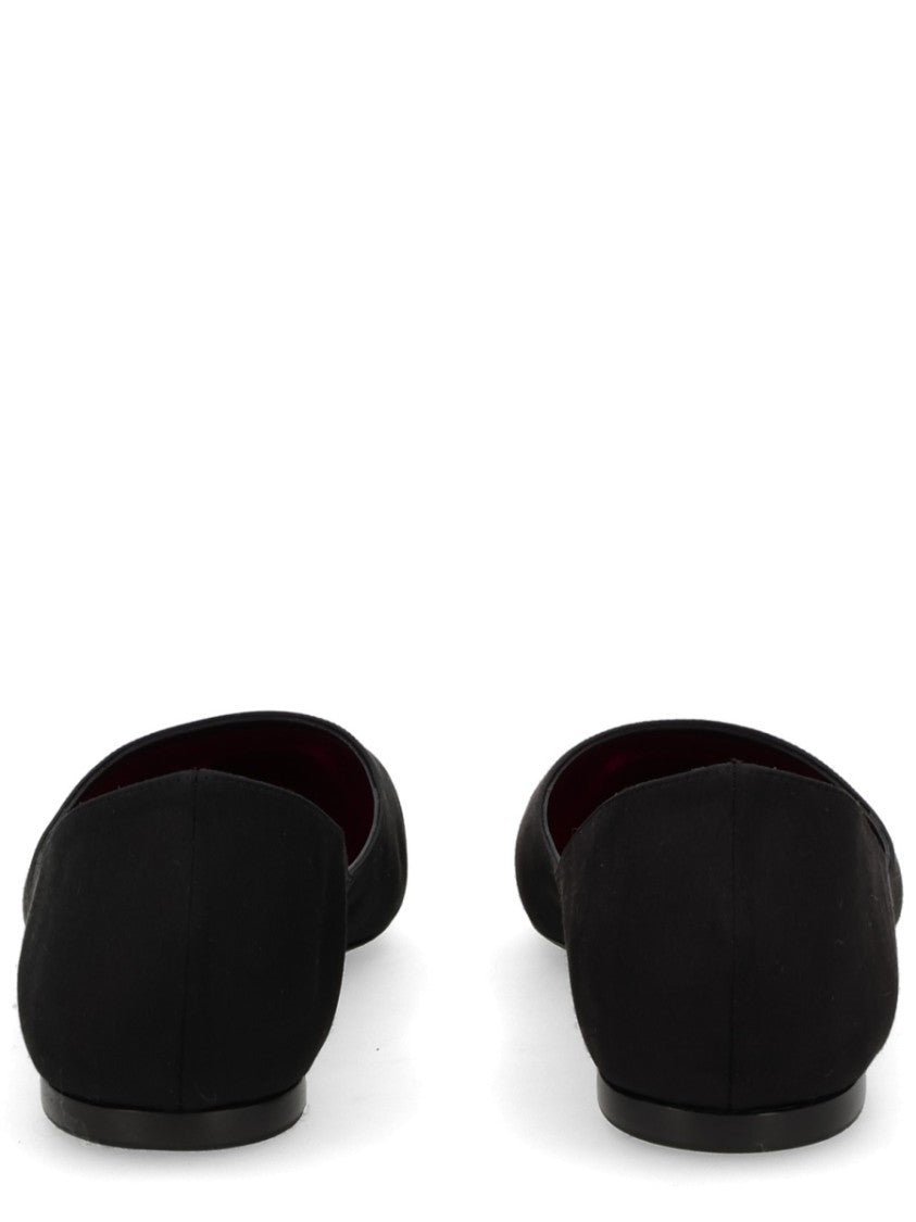 Saint Laurent Magenta Crepe Satin Lou Pointed Flats