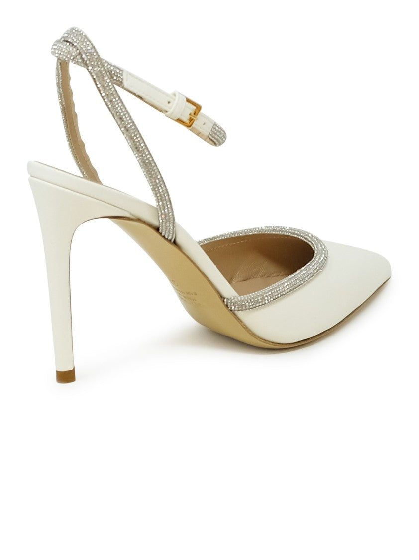 Ninalilou Ivory Leather Pumps With Swarovski
