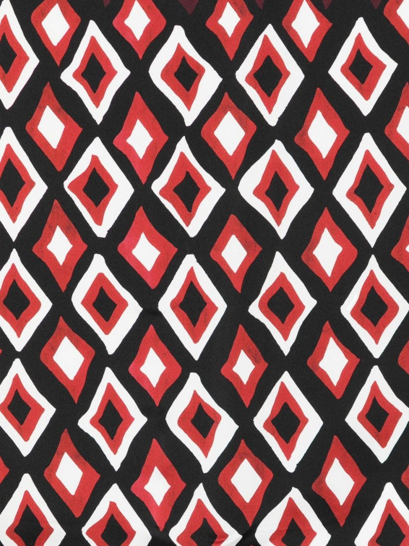 Lanvin Black Red Diamond Pattern Repeating Scarf