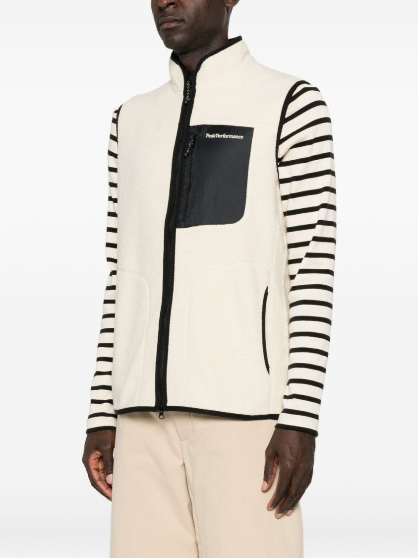 Peak Performance Textured High-Collar Zippered Sleeveless Jacket