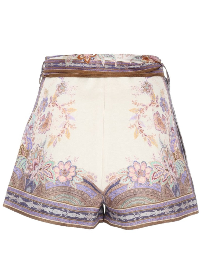Zimmermann Luna Floral Paisley Linen Shorts