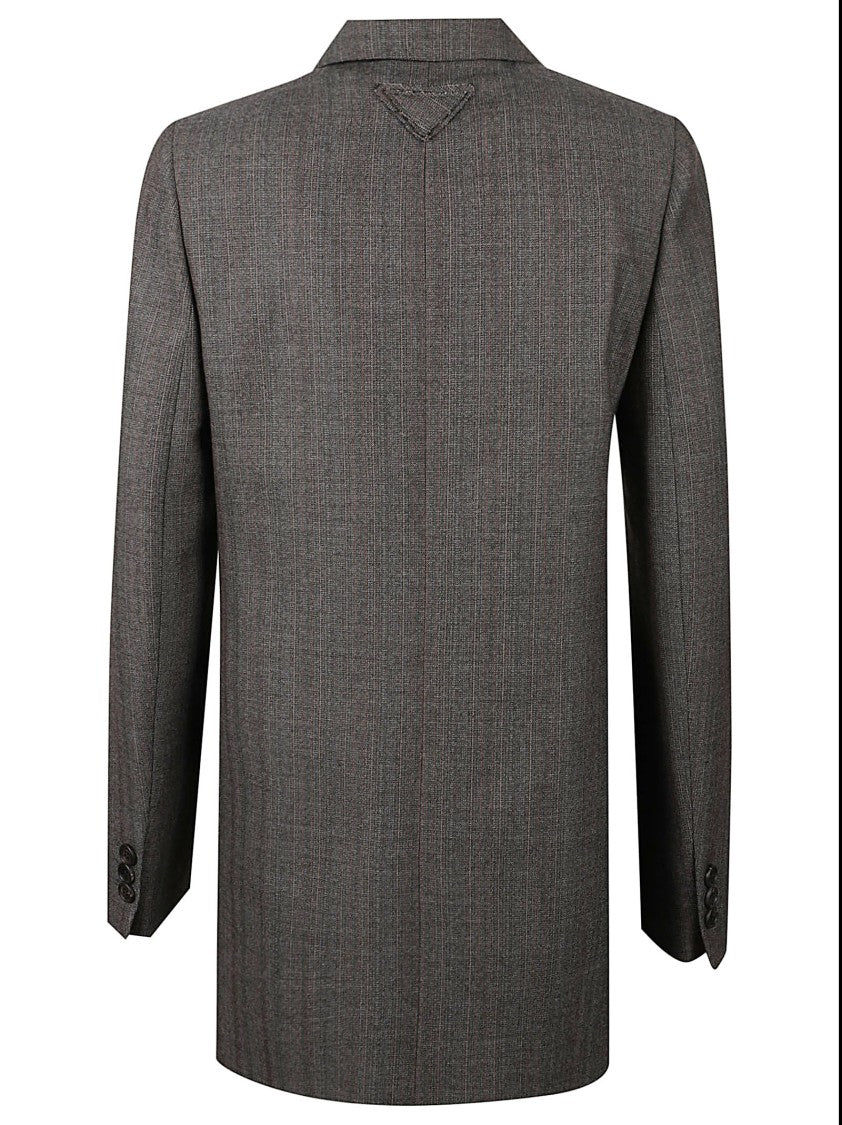 Prada Tailored Double-Breasted Blazer With Subtle Pinstripe Design