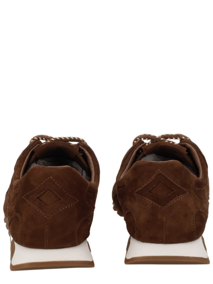 Ash Rich Brown Suede Diamond Stitching Sneakers