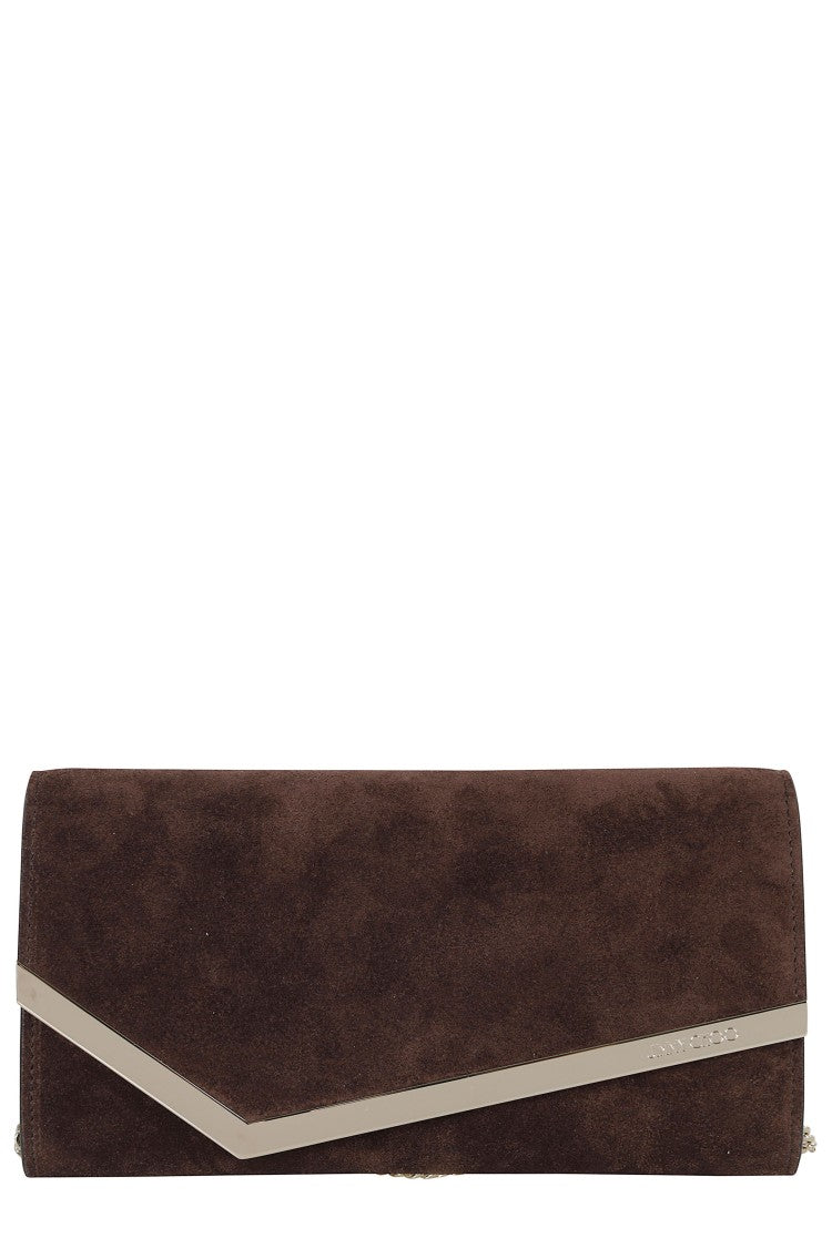 Jimmy Choo Brown Rectangular Removable Chain Leather Handbag