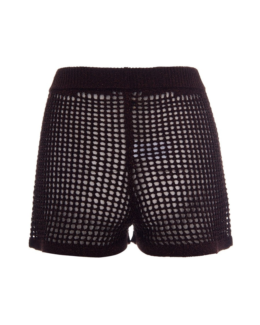 Mc2 Saint Barth High-Waisted Crochet Mesh Lurex Shorts