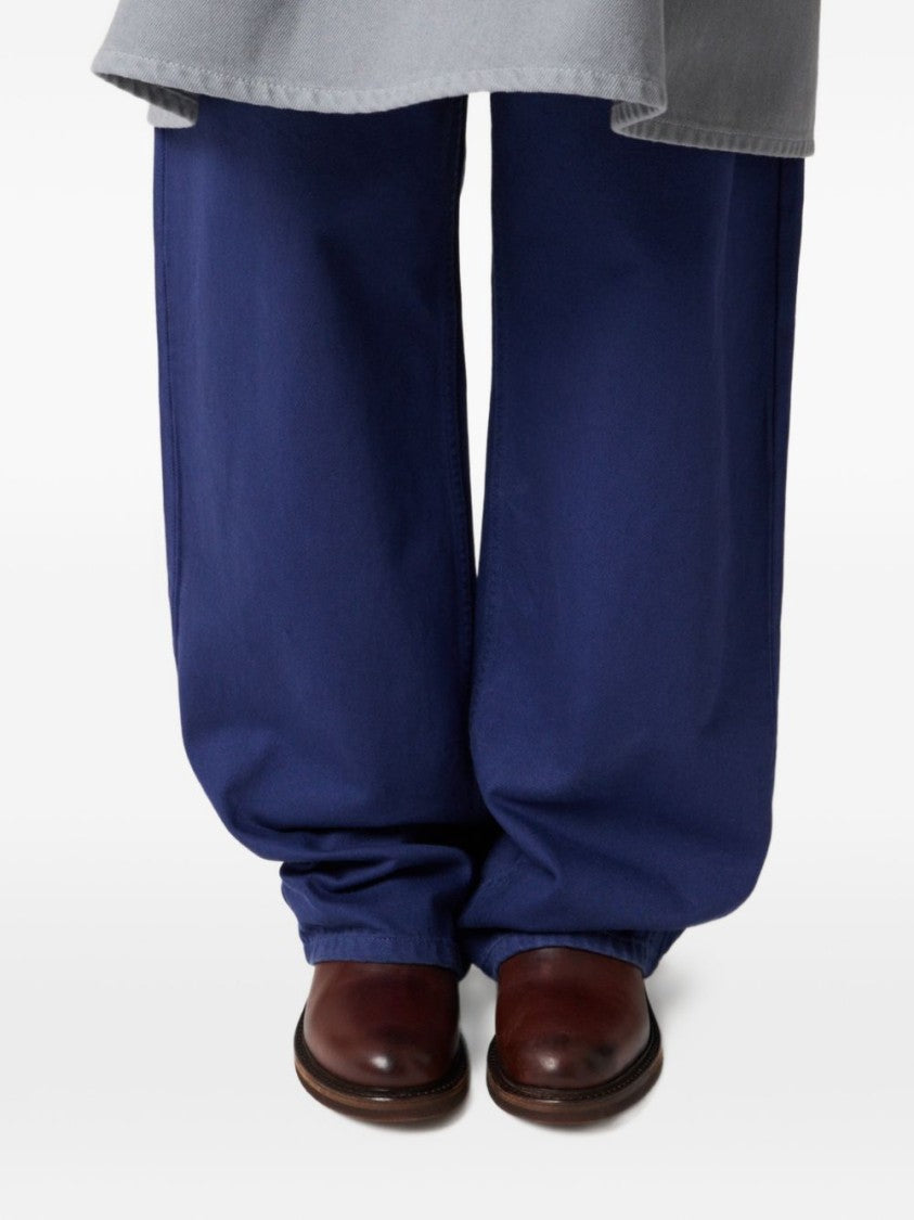 Miu Miu Grey Gabardine Garment-Dyed Straight Pants