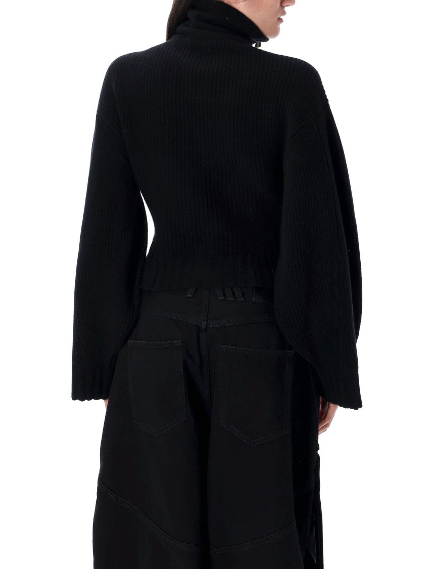 The Attico Ribbed Knit Sweater With High Collar