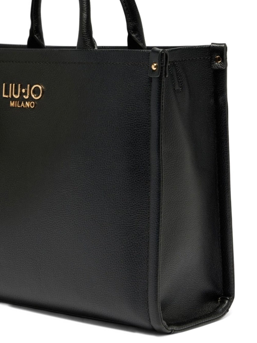 Liu Jo Structured Black Handbag With Metallic Logo