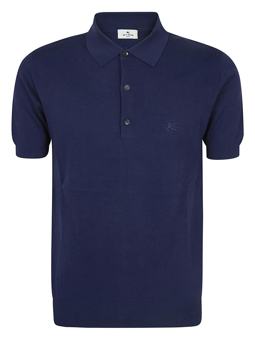 Etro Cotton Knit Polo Shirt With Classic Collar