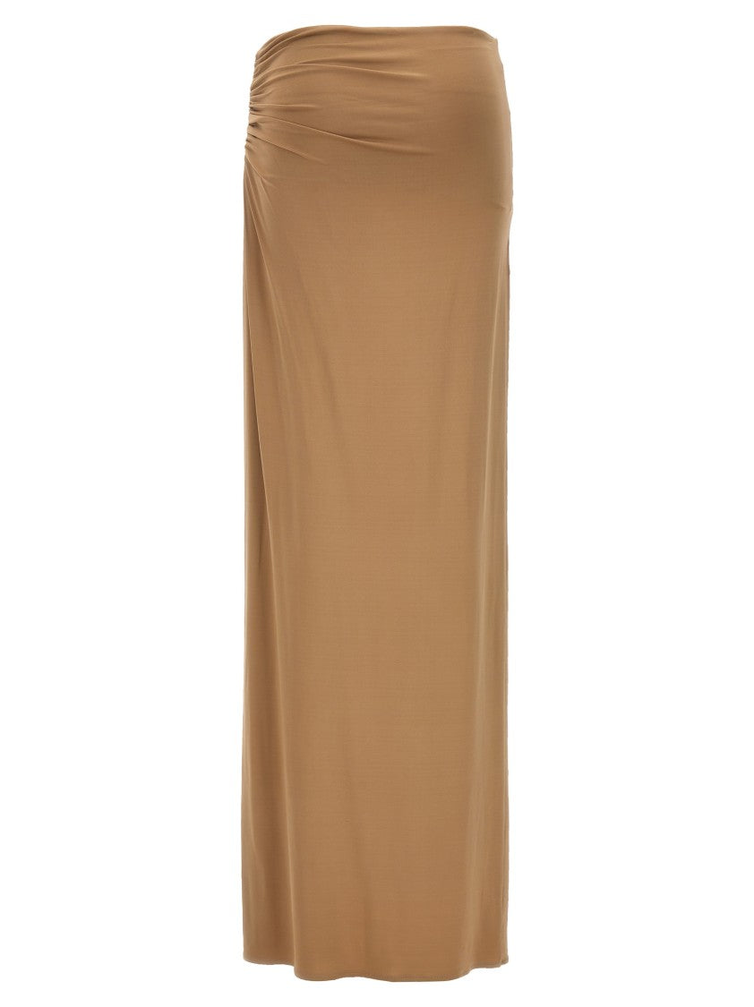 Magda Butrym Long Stretch Viscose Skirt With Side Draping