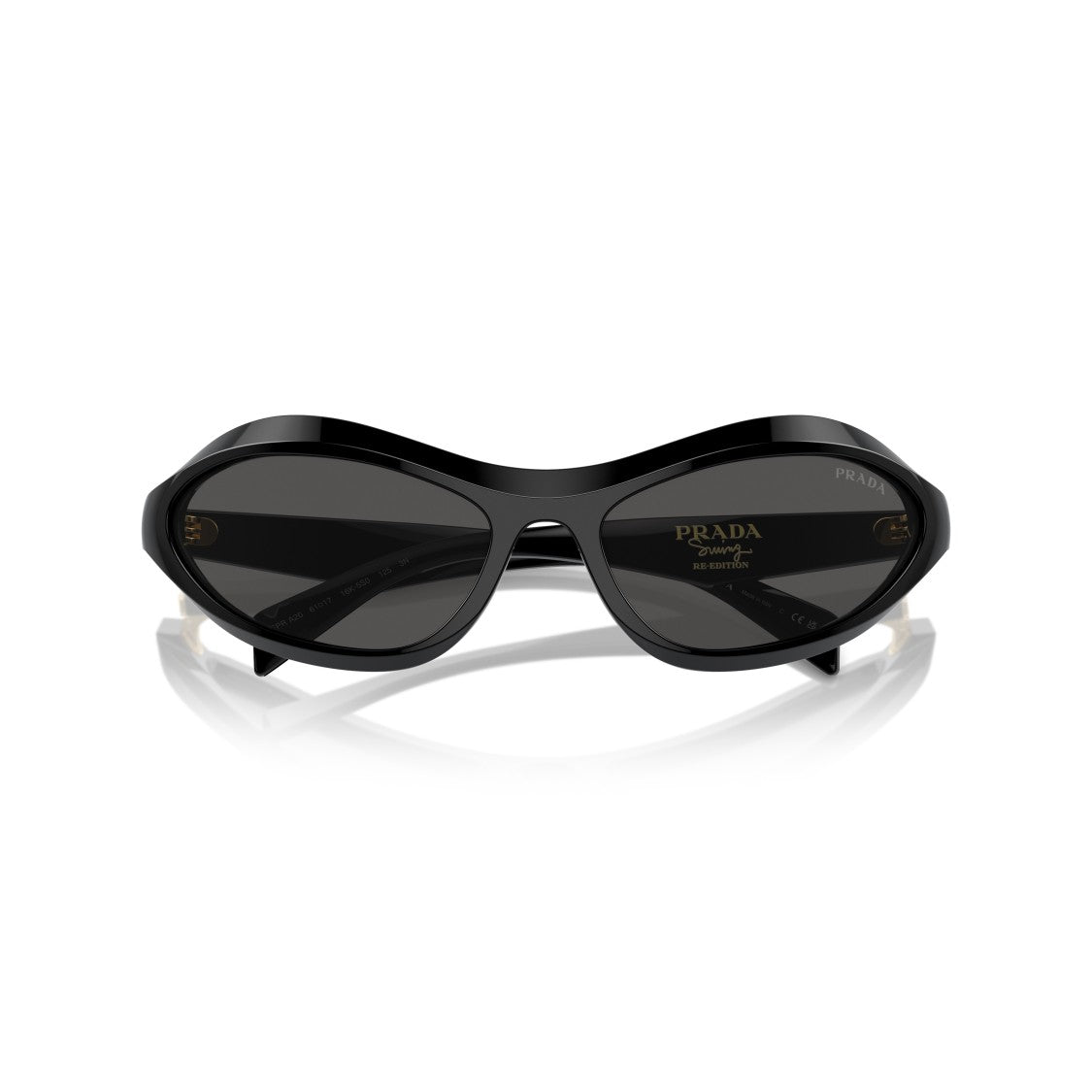 Prada 0Pr A20s Oval-Shape Black Acetate Sunglasses