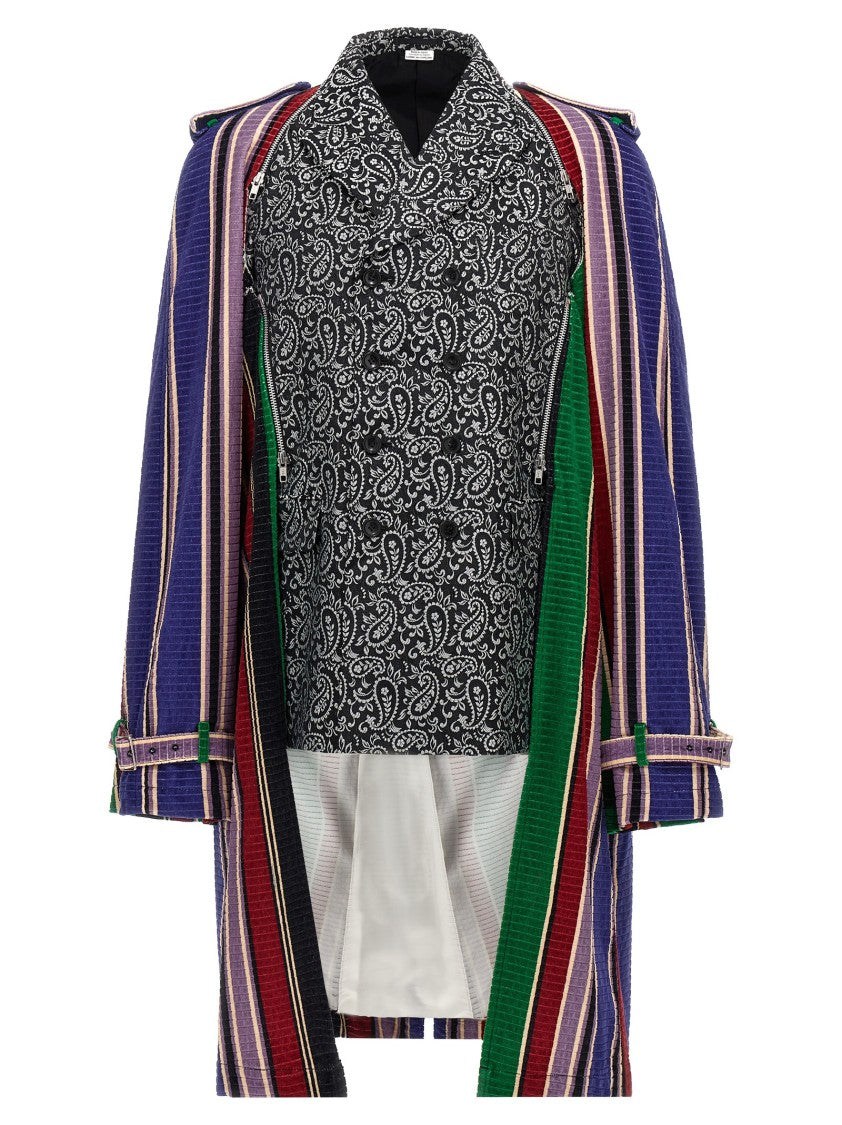 Comme Des Garçons Layered Double-Breasted Blazer With Corduroy Trench Coat