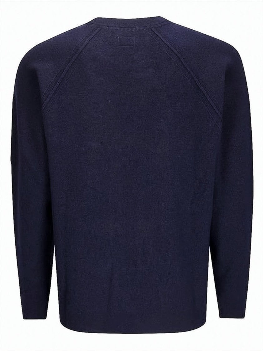 C.P. Company Minimalist Crewneck Sweater With Raglan Sleeves And Logo Patch