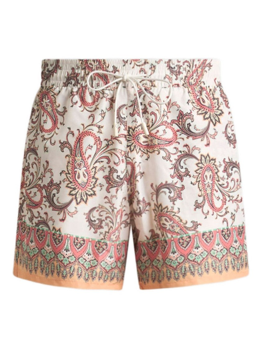 Etro Paisley Floral Print Shorts With Adjustable Waistband