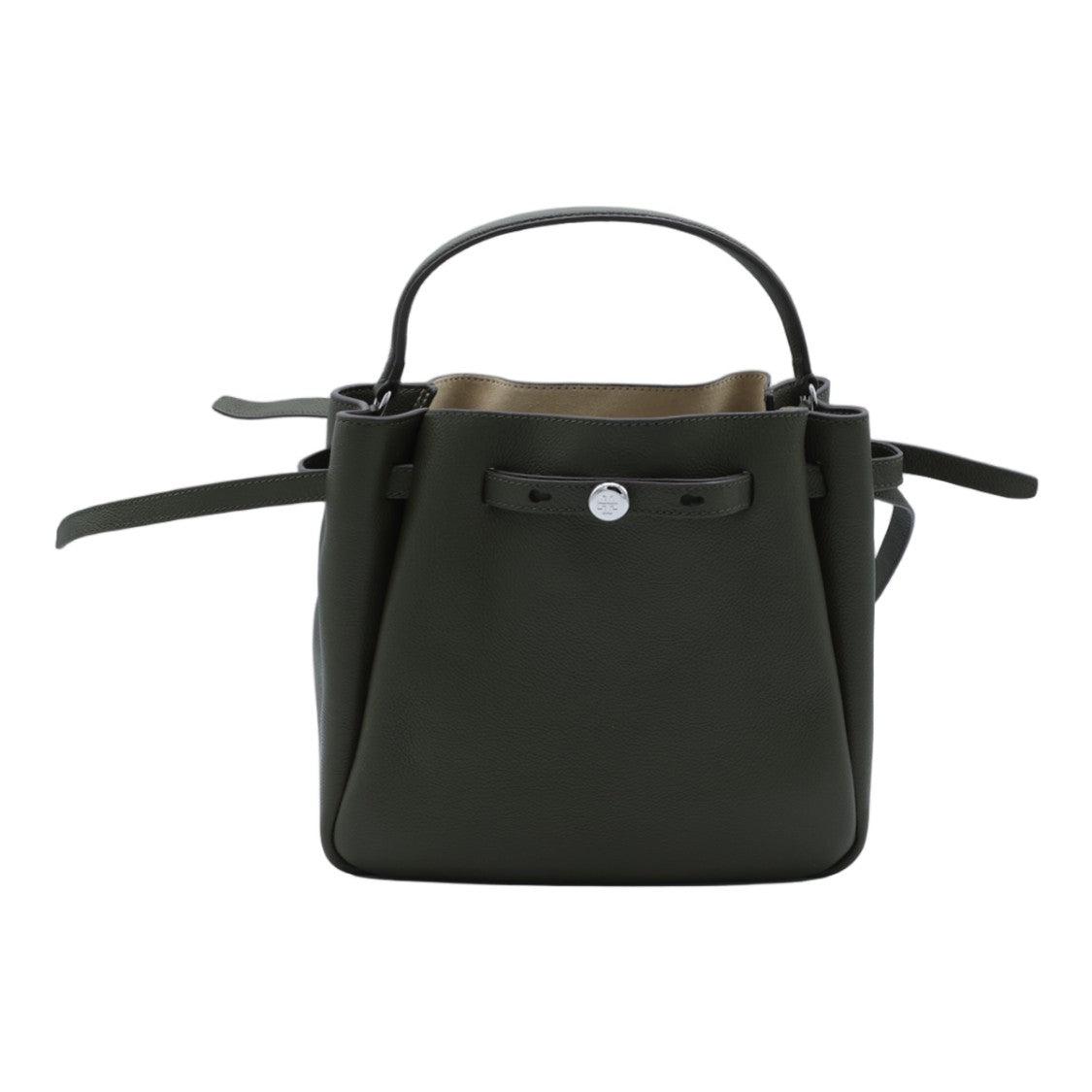 Tory Burch Deep Olive Green Detachable Strap Structured Shoulder Bag