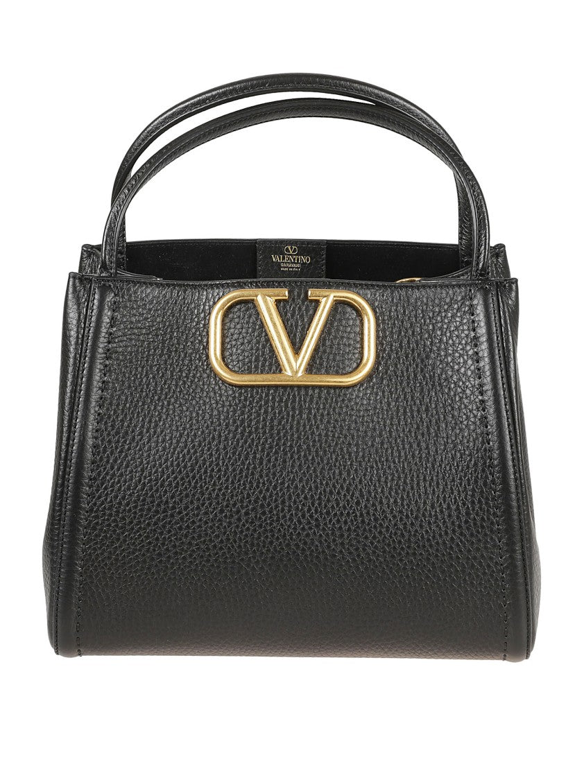 Valentino Garavani Structured Black Calf Leather Handbag
