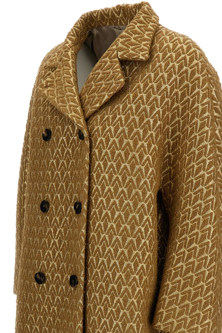 Alberto Biani Gold Geometric Lurex Jacquard Coat