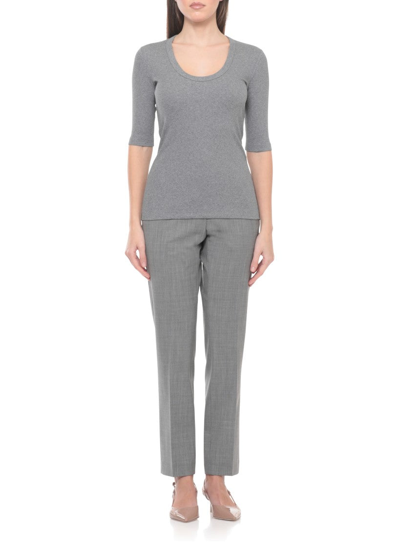 Fabiana Filippi Grey Lightpoint Detail Cotton T-Shirt