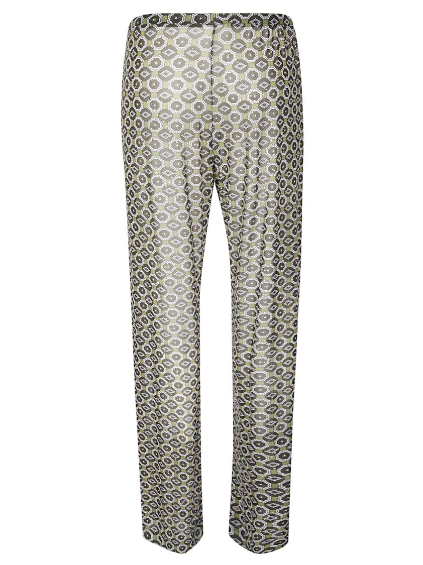 Dries Van Noten Regular Fit Mesh Trousers With Geometric Print