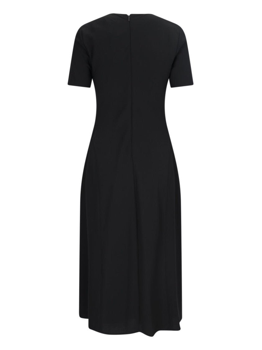 Calvin Klein Classic Black Midi Dress With Fitted Bodice And Flared Skirt