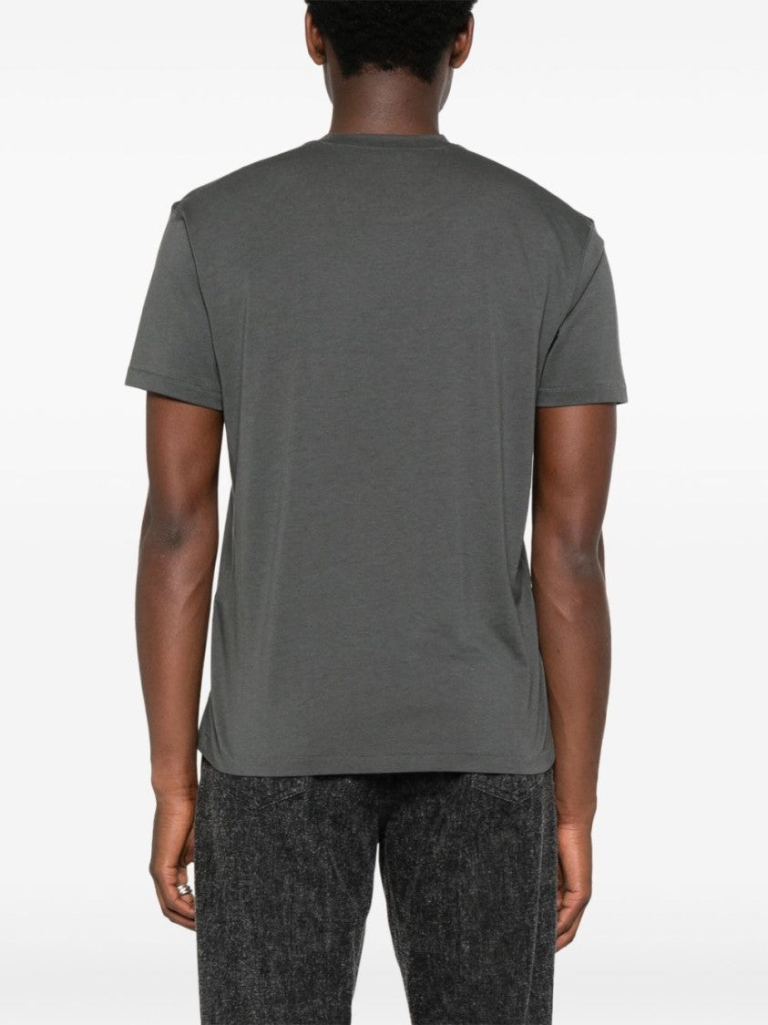 Tom Ford Dark Navy Short-Sleeve T-Shirt With Logo Embroidery