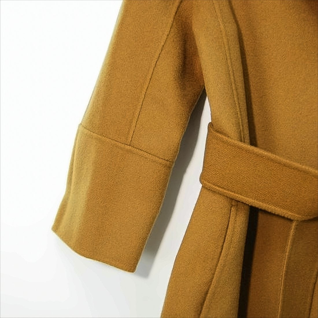 Max Mara Knee-Length Wool Coat With Wide Lapel And Self-Tie Belt