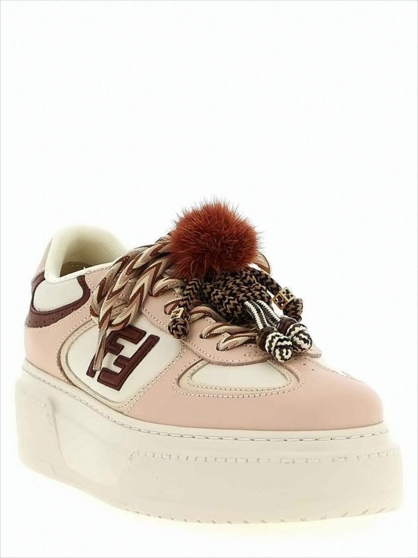 Fendi Chunky White Sole Sneakers With Braided Laces