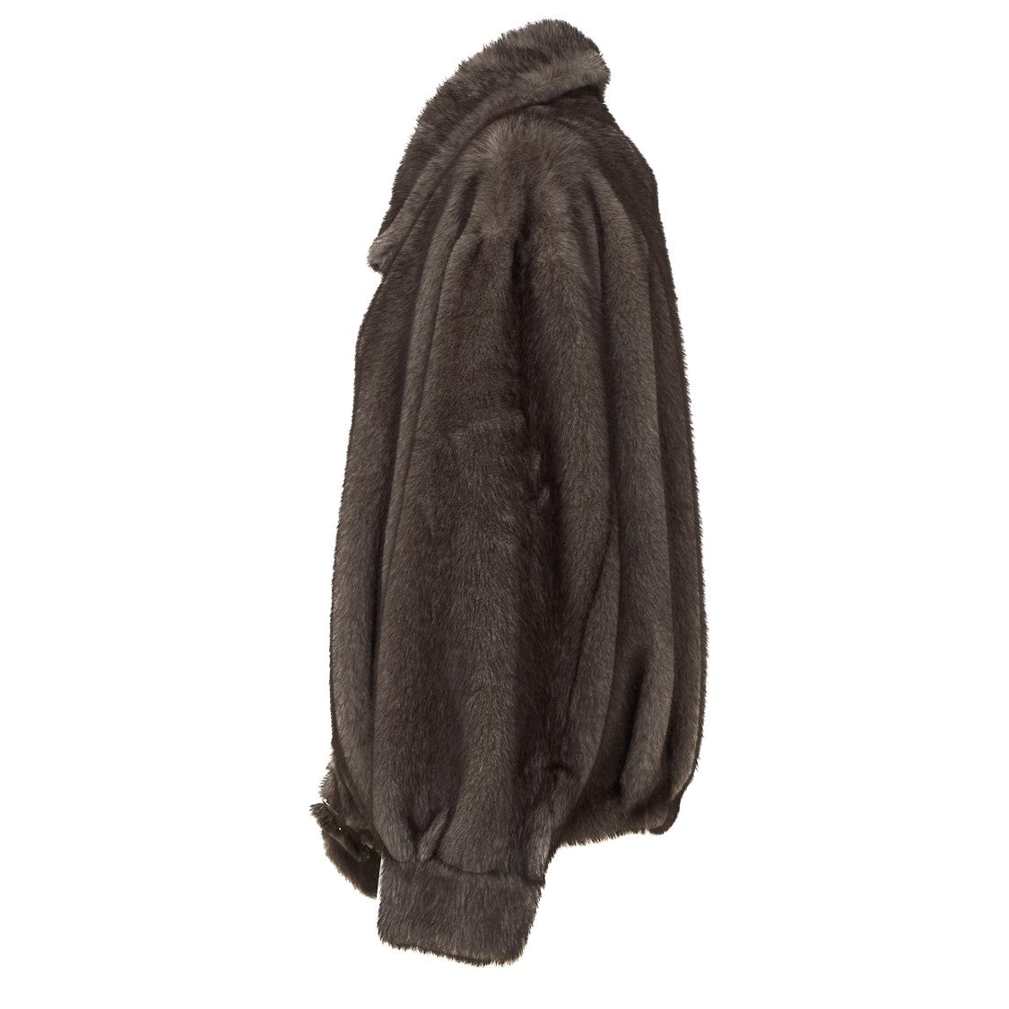 Sword Short Collared Belted Fake Fur Jacket