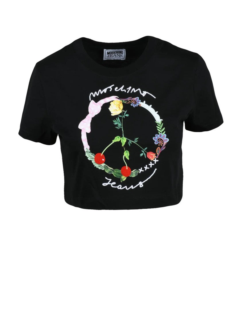 Mo5ch1no Jeans Black Cotton T-Shirt