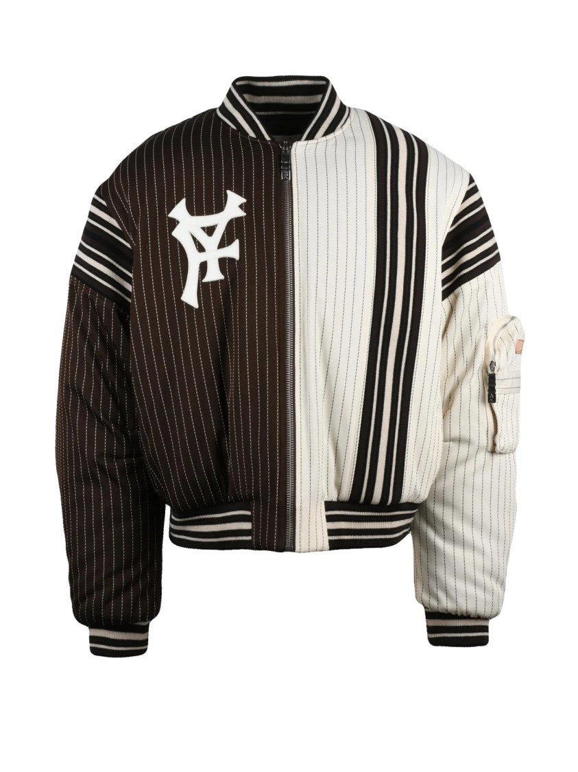 Pdf Brown/White Asymmetrical Contrast Lining Bomber Coat