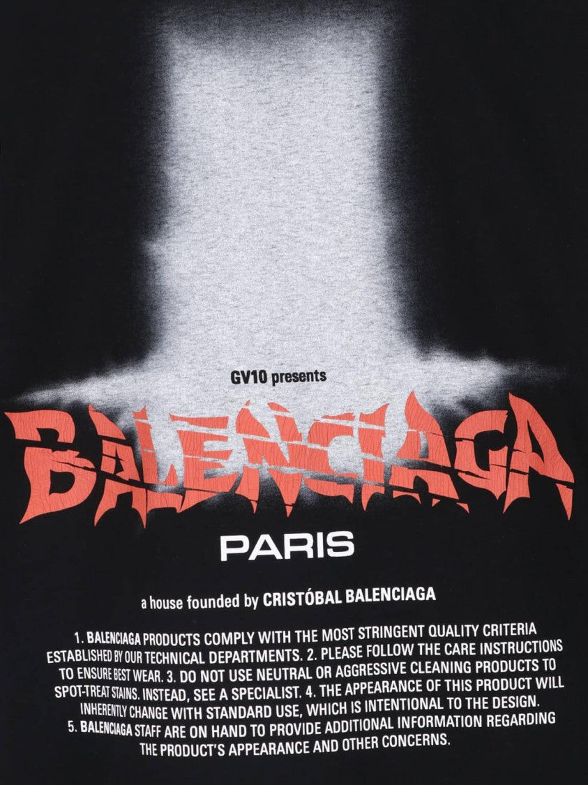 Balenciaga Short-Sleeve Black T-Shirt With Bold Graphic Print