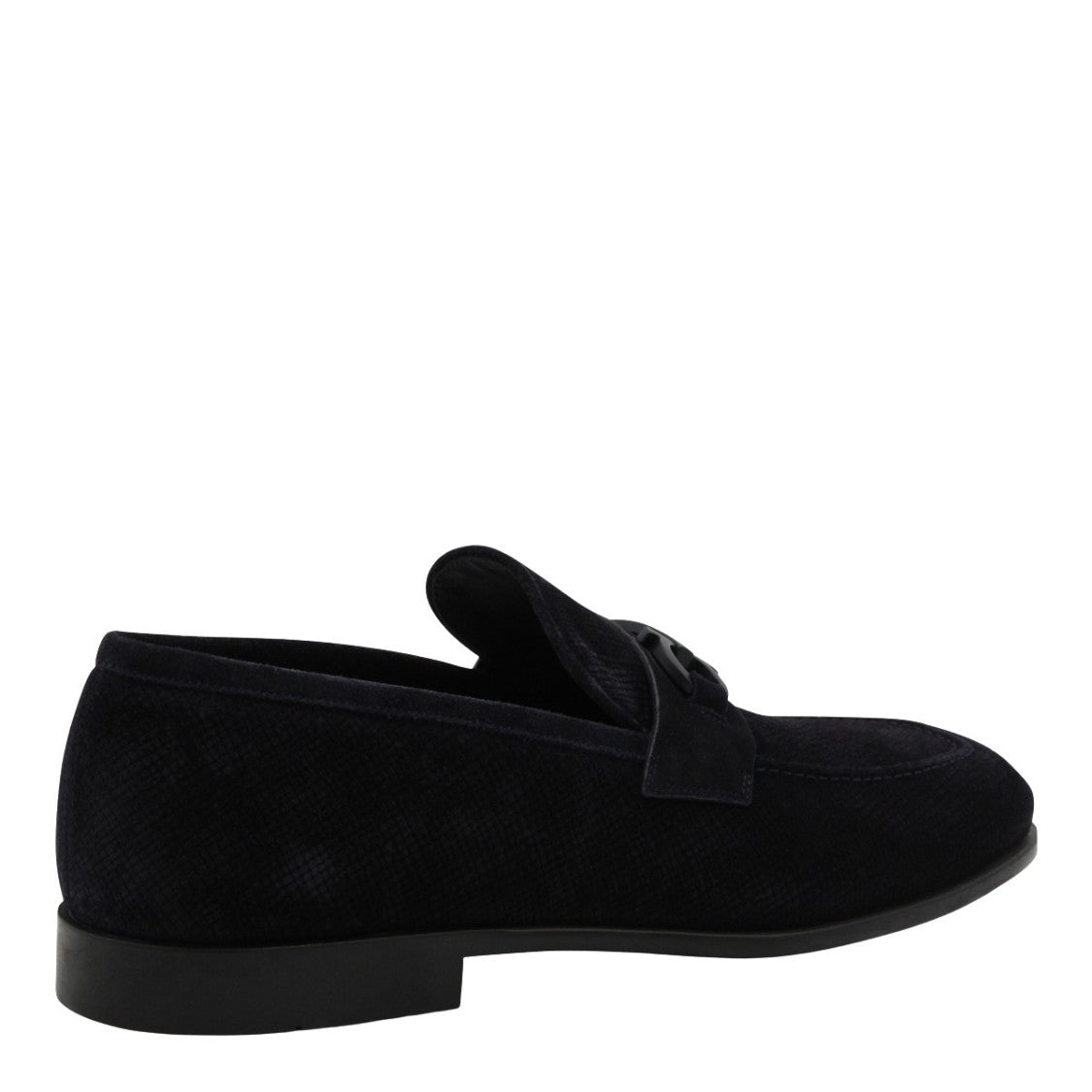 Ferragamo Textured Suede Black Flat Shoes