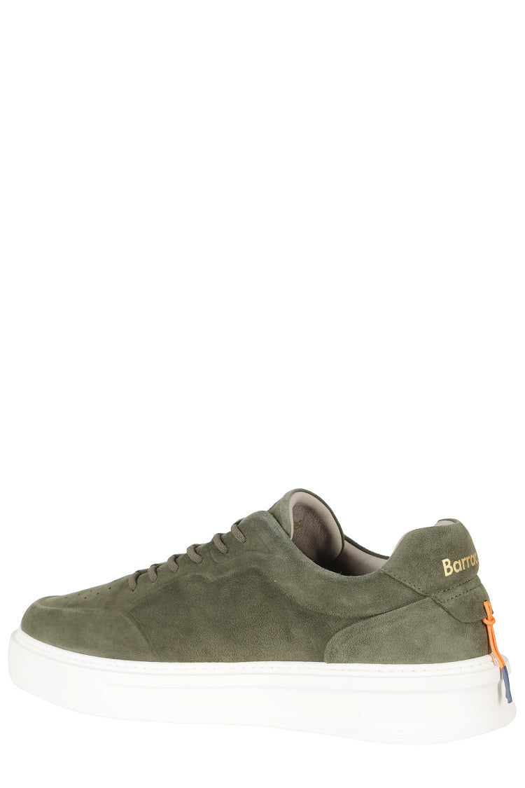 Barracuda Phoenix Military Green Low-Top Gold Logo Suede Sneakers
