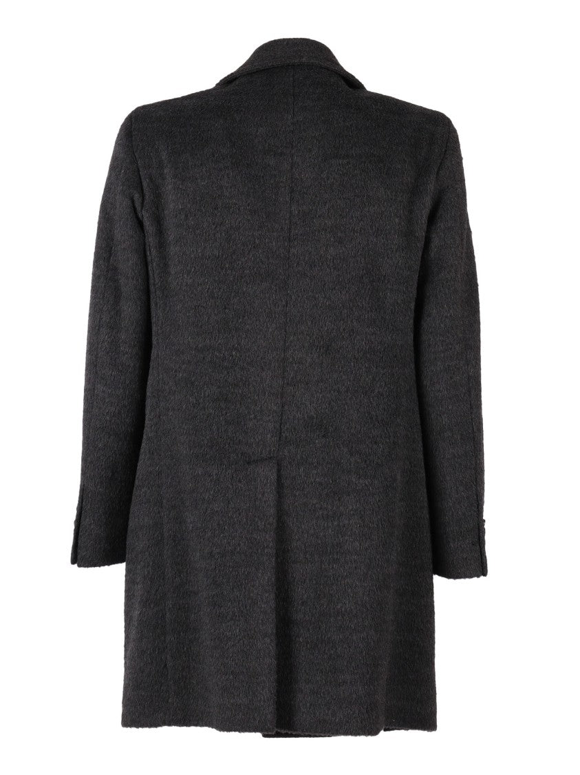 Luigi Bianchi Structured Overcoat In Virgin Wool Blend With Smooth Finish
