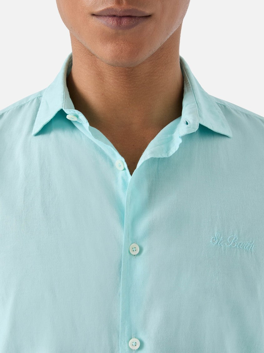 Mc2 Saint Barth Light Blue Voile Cotton Casual Shirt