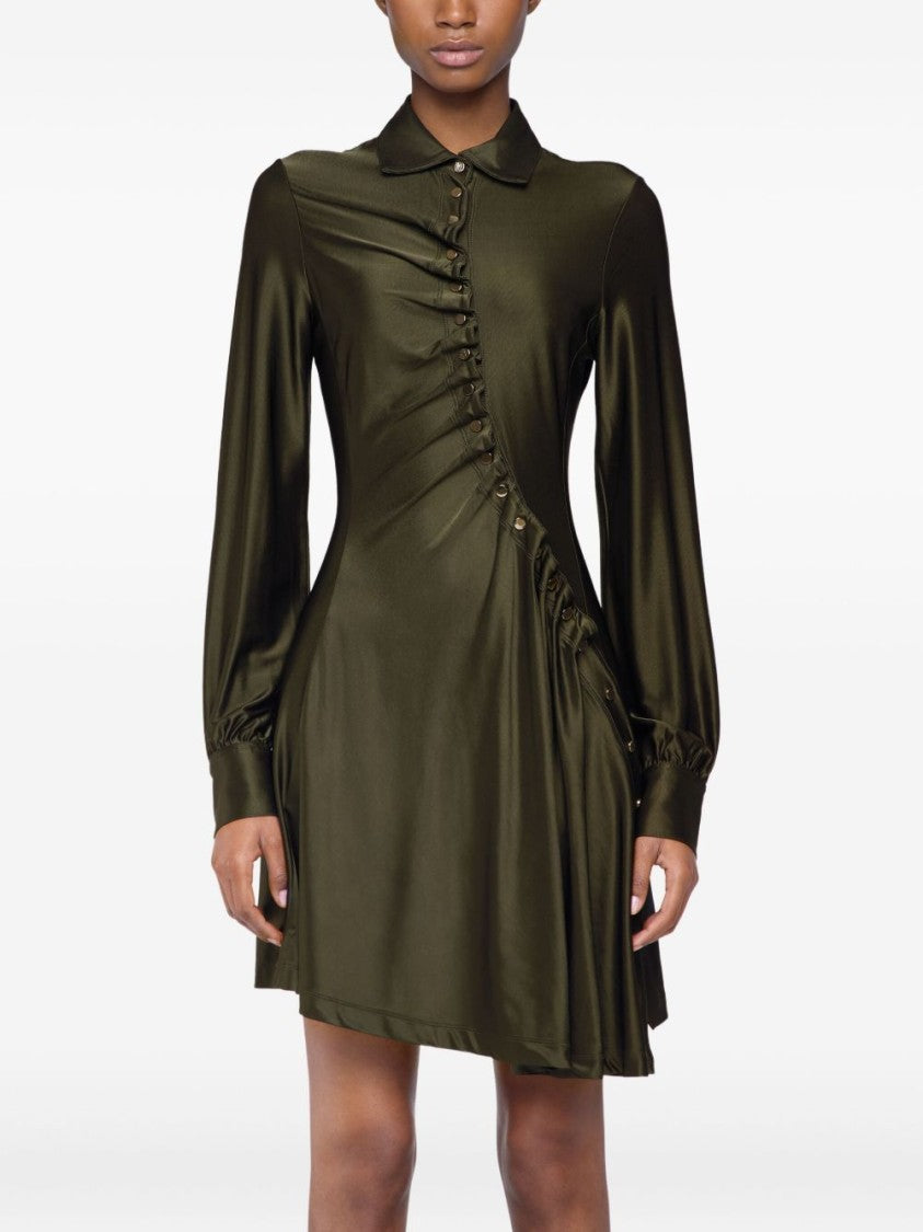 Rabanne Fitted Mini Dress With Asymmetrical Ruffle