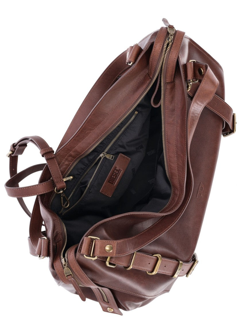 Diesel Oversized Brown Leather D-One Handbag By Diesel