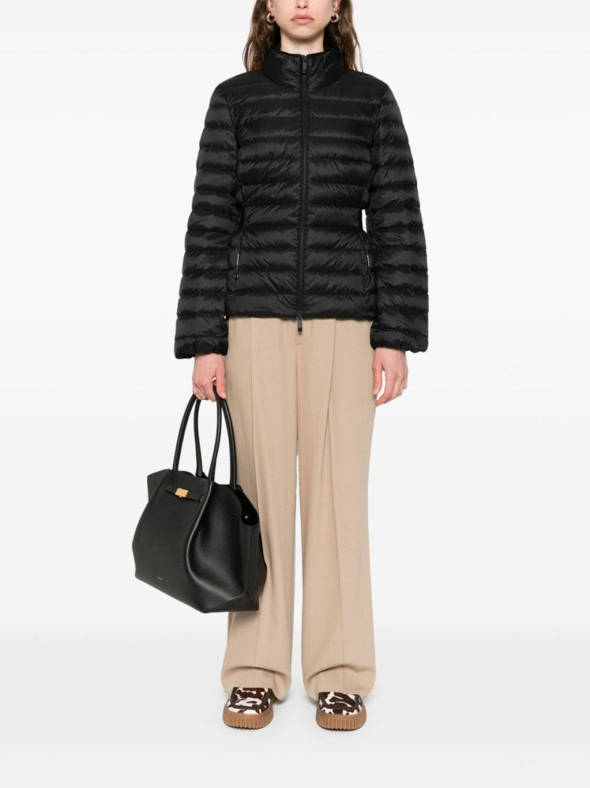 Moncler Quilted High-Collar Moncler Coat With Elastic Side Panels