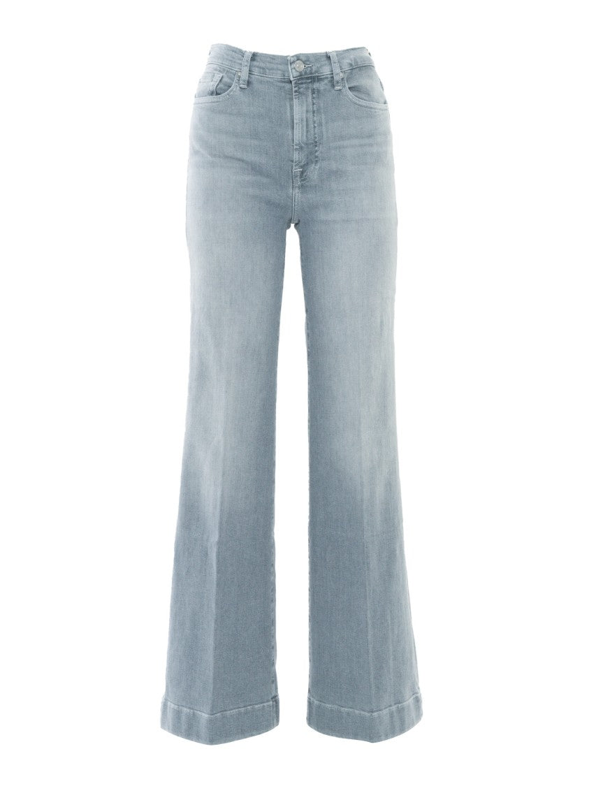 7 For All Mankind Light Grey Wide-Leg Jeans