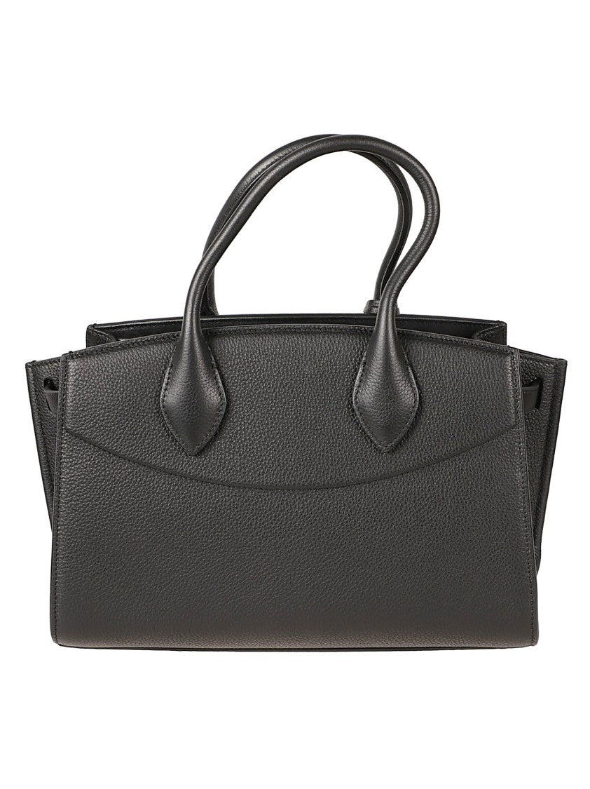 Ferragamo Structured Handbag In Textured Black Calf Leather