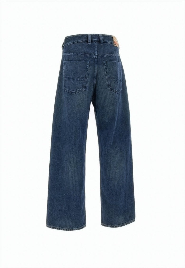 Diesel Cropped Wide-Leg Denim Pants With Classic Five-Pocket Design