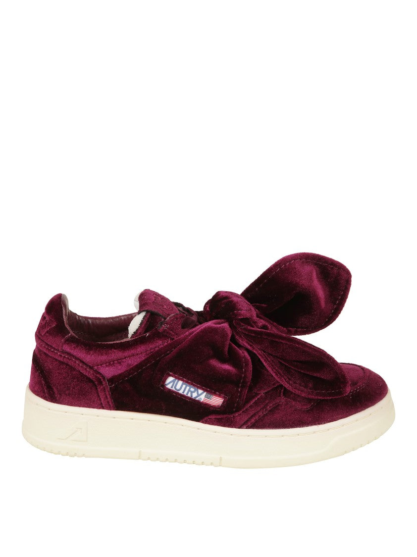 Autry Bordeaux Sneakers With Velcro Strap And Off-White Sole