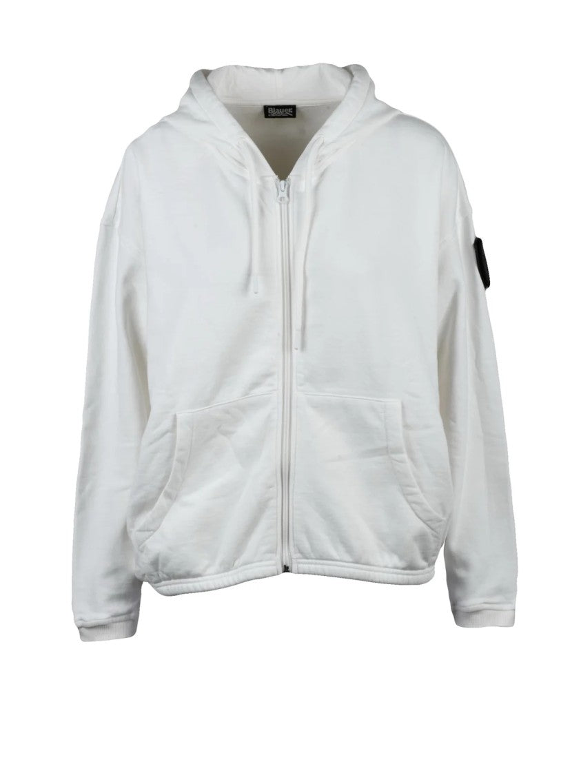 Blauer Relaxed Fit Front Zip Cotton Sweatshirt With Hood